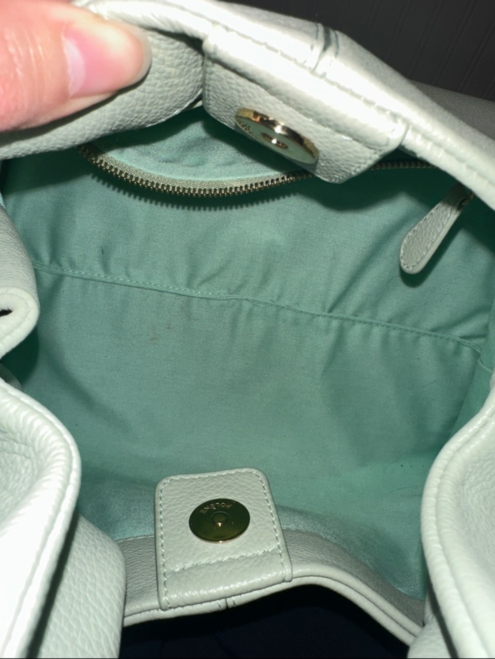 Polene Numero Neuf Mint Green Leather Handbag - Picture 7 of 14